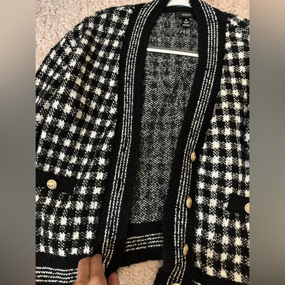 Aqua Checkered Cropped Cardigan size small - Picture 8 of 12